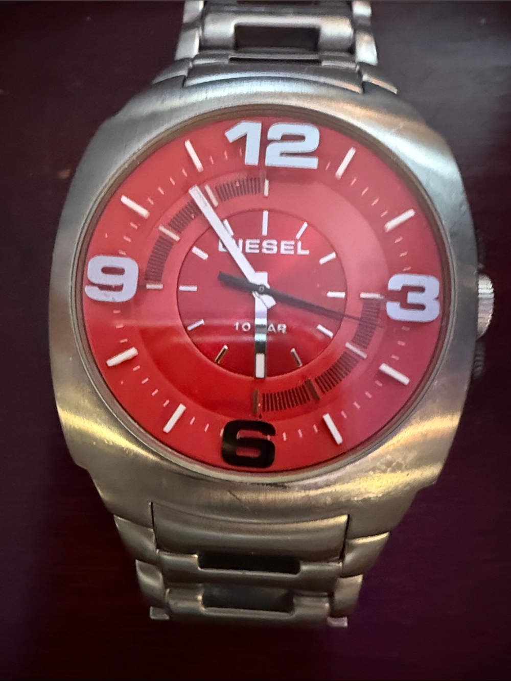Diesel Men's Red Dial Stainless Steel Bracelet Watch